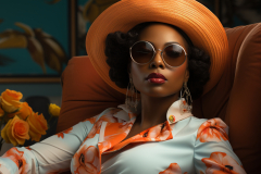 Young woman, fashion model, elegance, beauty, sunglasses, glamour, summer, relaxation, happiness generated by AI